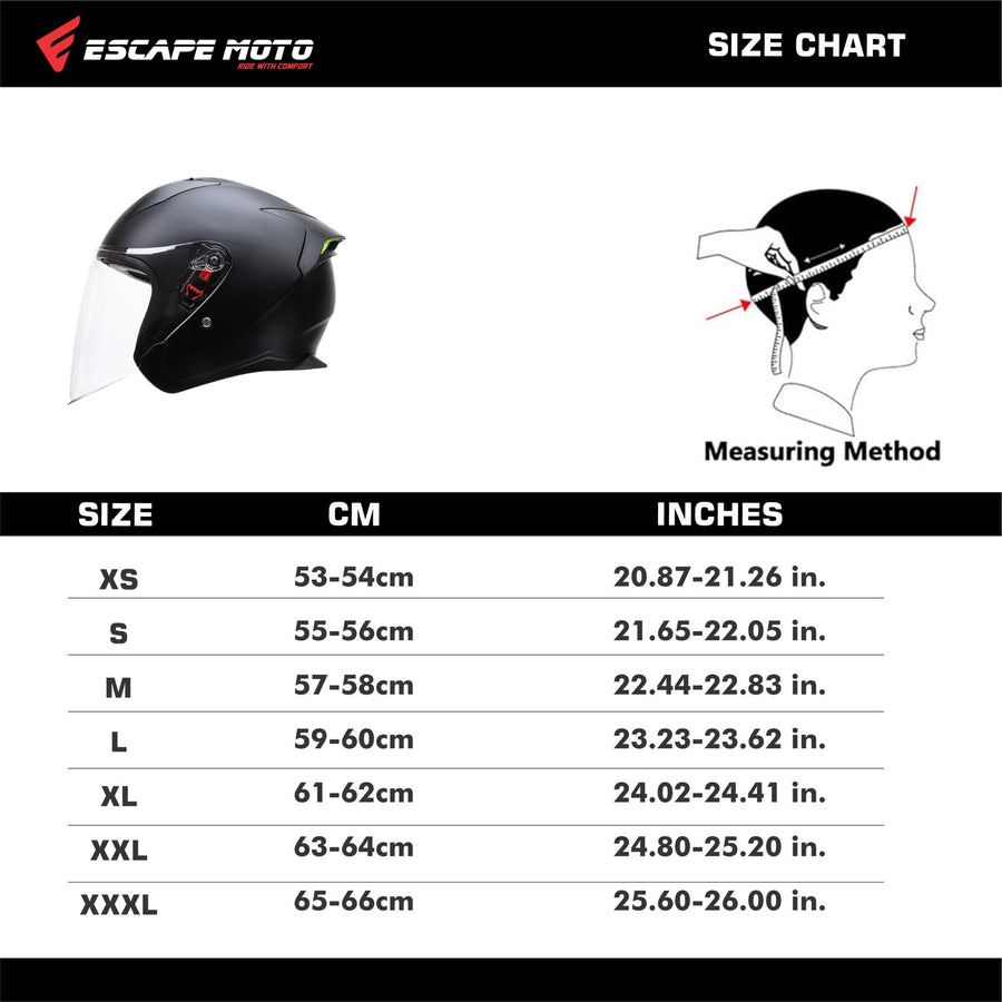 Casque de moto Escape à demi-coque avec visière solaire intégrée – Casque ouvert homologué DOT pour moto de route, scooter et cruiser, pour adultes, hommes et femmes