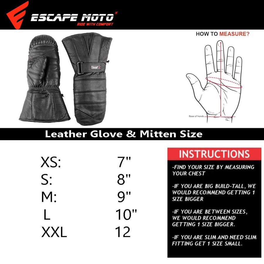 Gants de motoneige pour adultes, mitaines en cuir, neige chaude, Ski d'hiver, noir, liquidation (EM11418)