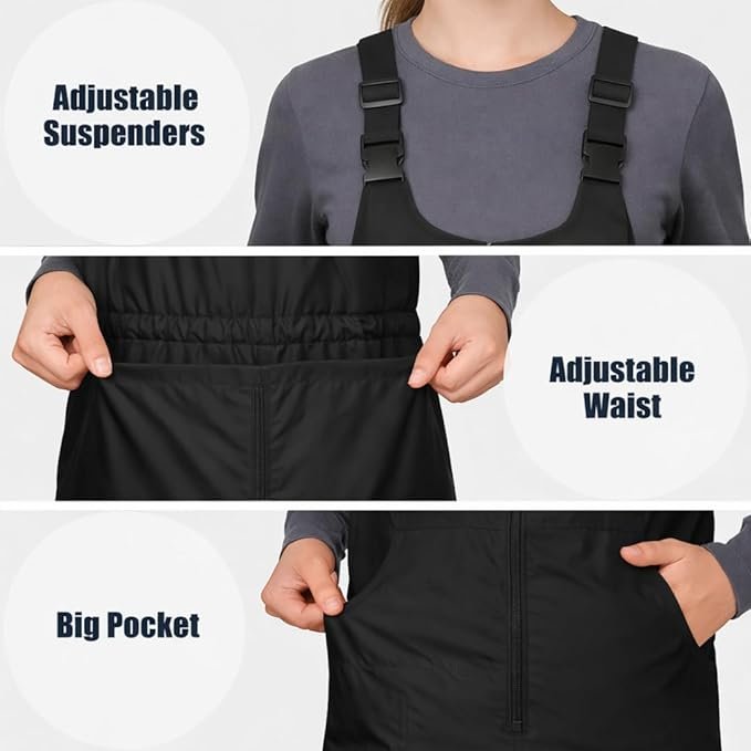 Salopette de ski imperméable et isolée pour femme Escape, avec poches et pantalon de planche à neige ajustable.