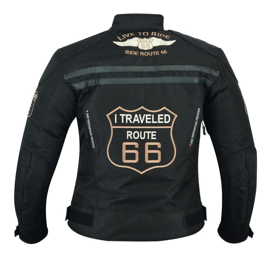 Manteau MOTO HOMME / FEMME RIDING TEXTILE ROUTE 66 IMPERMÉABLE AVEC BLINDÉE (EM10370)