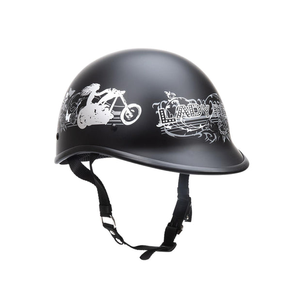 Casque de moto Escape demi-coque Polo Cruiser noir mat pour femme – Le plus petit et le plus léger, homologué DOT