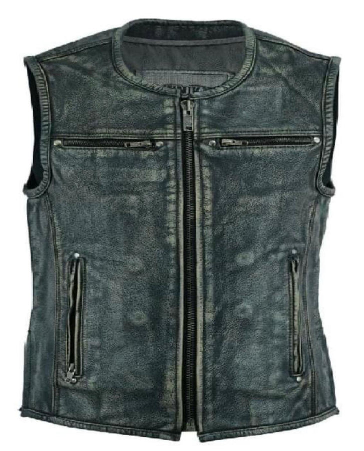 GILET DE MOTO EN CUIR VÉRITABLE (EM10382)