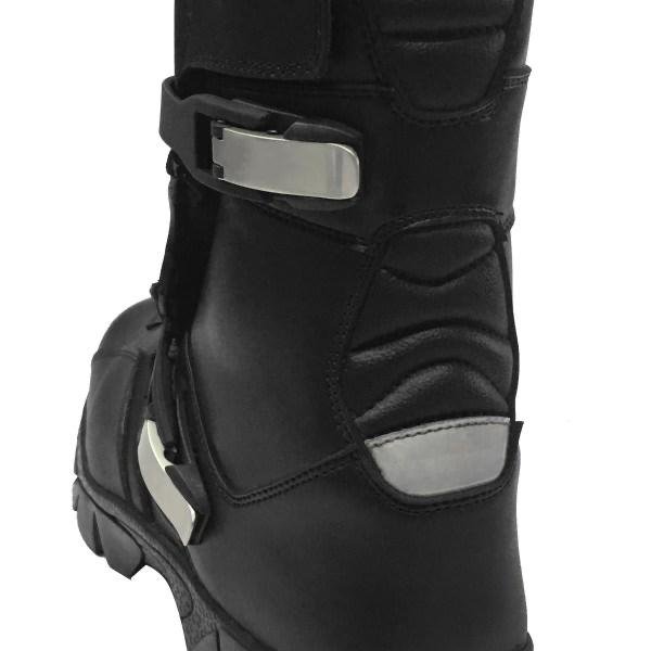 Bottes de moto à lacets en similicuir noir pour femme