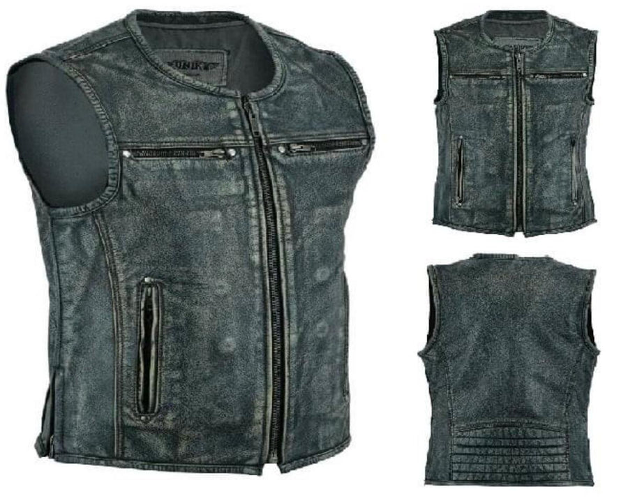GILET DE MOTO EN CUIR VÉRITABLE (EM10382)