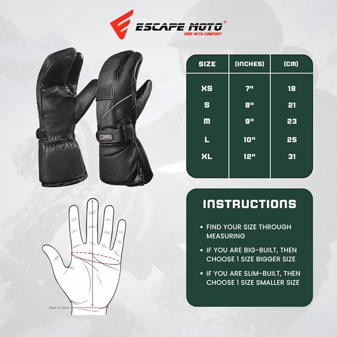 Escape Snowmobile Mittens / Gloves – Waterproof Insulated Leather Winter Sports & Snowboarding Protection image 0
