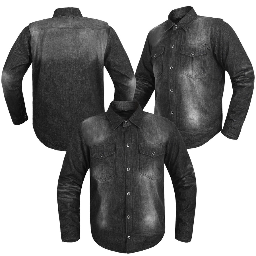 Chemise de moto en Kevlar pour hommes, fibre renforcée - S, Blue image