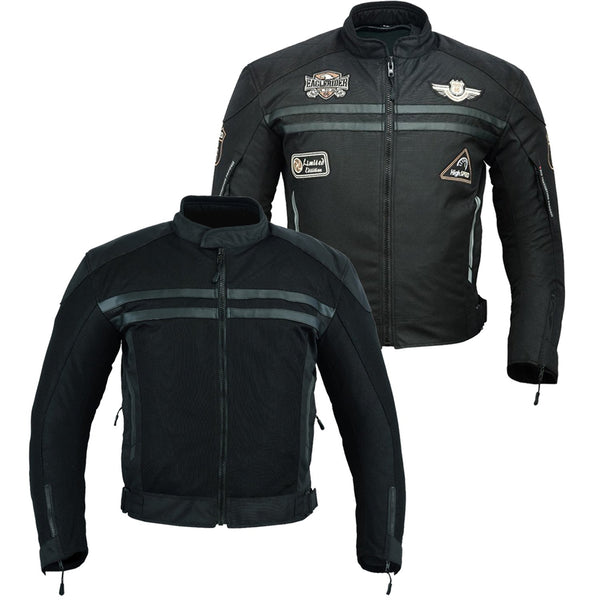 Manteau d'été en maille noire pour hommes + VESTE DE MOTO IMPERMÉABLE RACING ROUTE 66 POUR HOMMES AVEC BLINDÉ