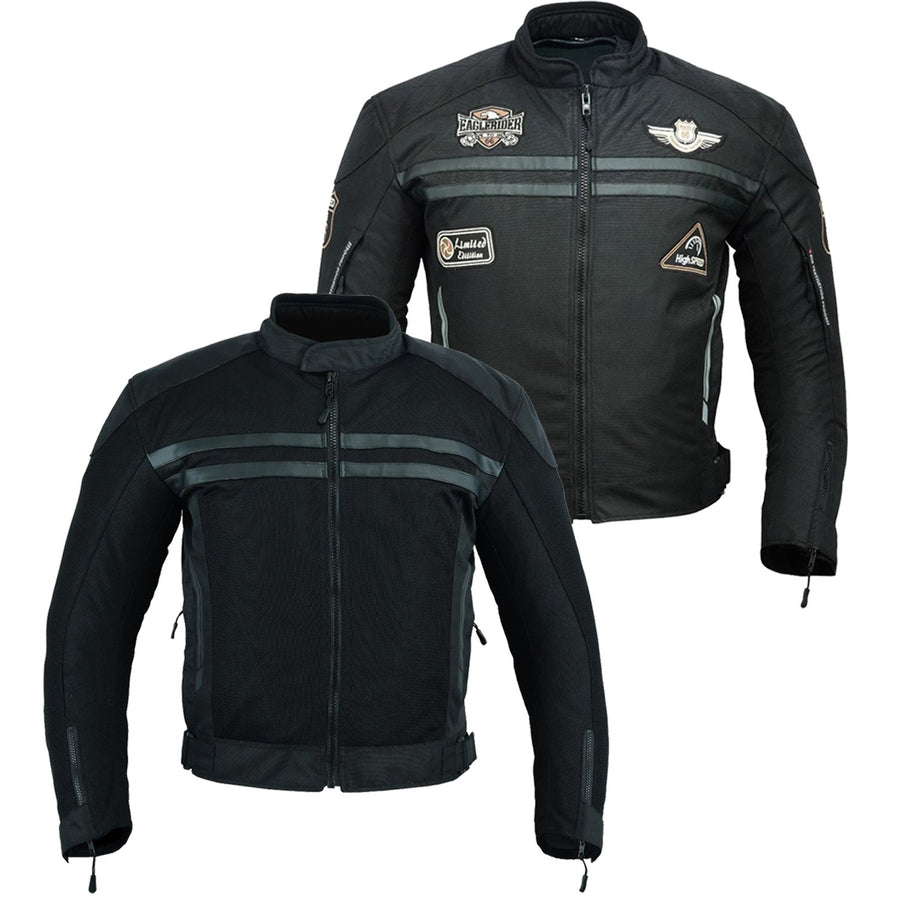 Manteau d'été en maille noire pour hommes + VESTE DE MOTO IMPERMÉABLE RACING ROUTE 66 POUR HOMMES AVEC BLINDÉ