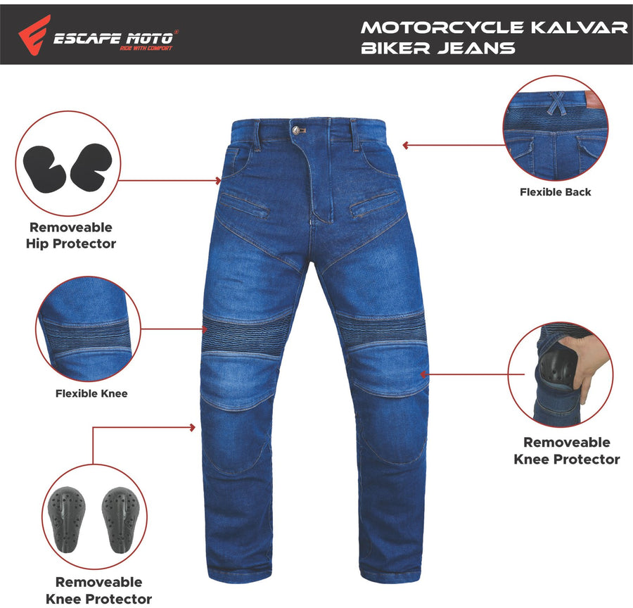 Pantalon de moto en Kevlar pour hommes, jean de moto blindé CE image 1