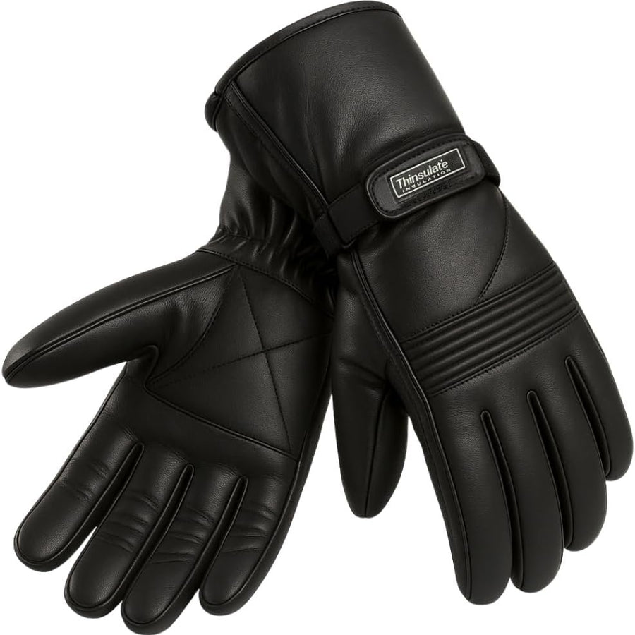 Gants de moto d'hiver Escape pour hommes, en cuir souple véritable de qualité supérieure, coupe-vent et thermiques Thinsulate. image 0