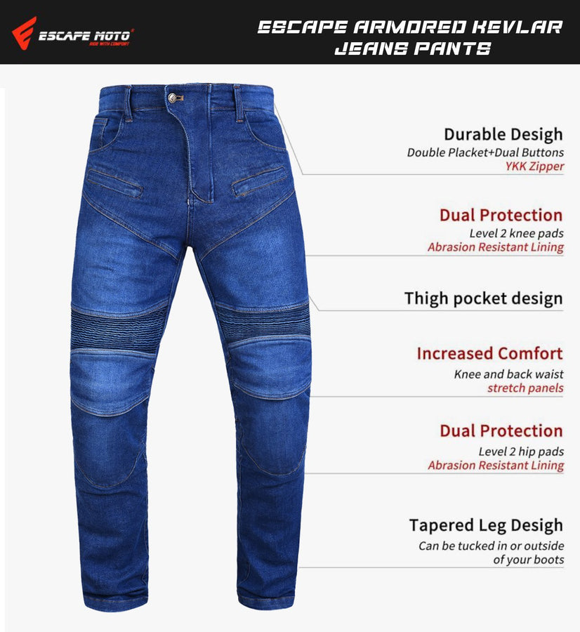 Pantalon de moto en Kevlar pour hommes, jean de moto blindé CE