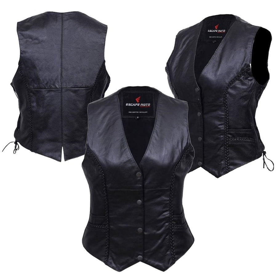 GILET EN CUIR VÉRITABLE POUR FEMMES (EM10392) image 0
