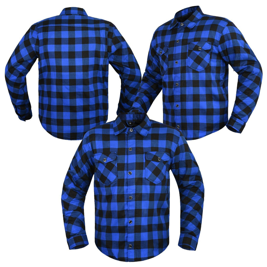 Chemise de moto en Kevlar pour hommes, fibre renforcée - S, Blue image
