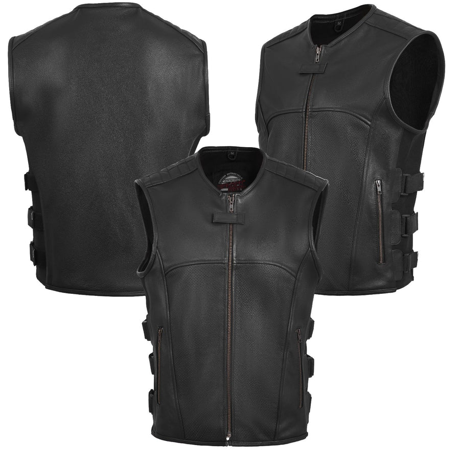 Men Swat leather vest/Swat Gilet de moto en cuir véritable image 0