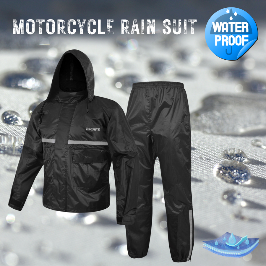 Combinaison de pluie moto homme/femme 2 pièces imperméable veste et pantalon équipement léger imperméable réfléchissant à capuche toutes saisons