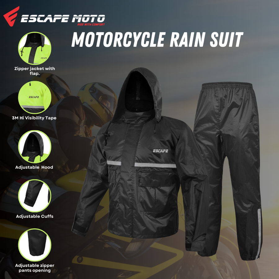 Combinaison de pluie moto homme/femme 2 pièces imperméable veste et pantalon équipement léger imperméable réfléchissant à capuche toutes saisons