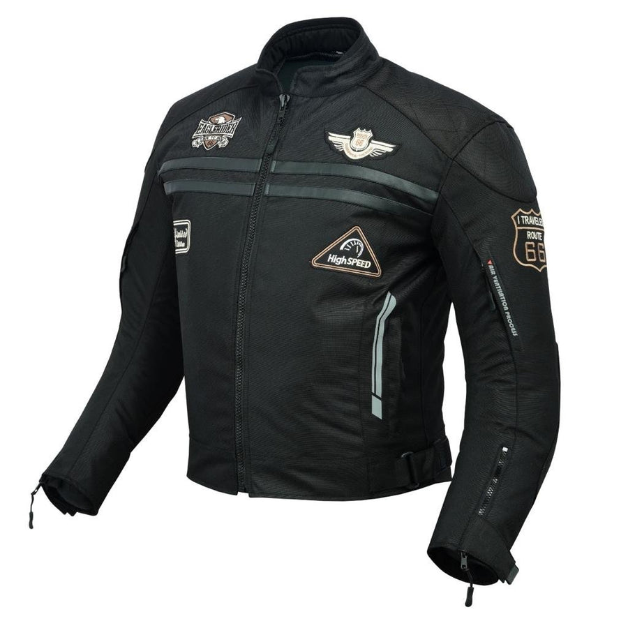 Manteau d'été en maille noire pour hommes + VESTE DE MOTO IMPERMÉABLE RACING ROUTE 66 POUR HOMMES AVEC BLINDÉ