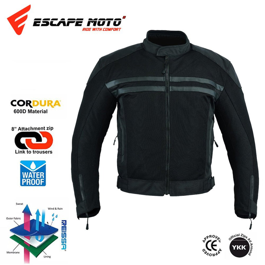 Manteau d'été en maille noire pour hommes + VESTE DE MOTO IMPERMÉABLE RACING ROUTE 66 POUR HOMMES AVEC BLINDÉ