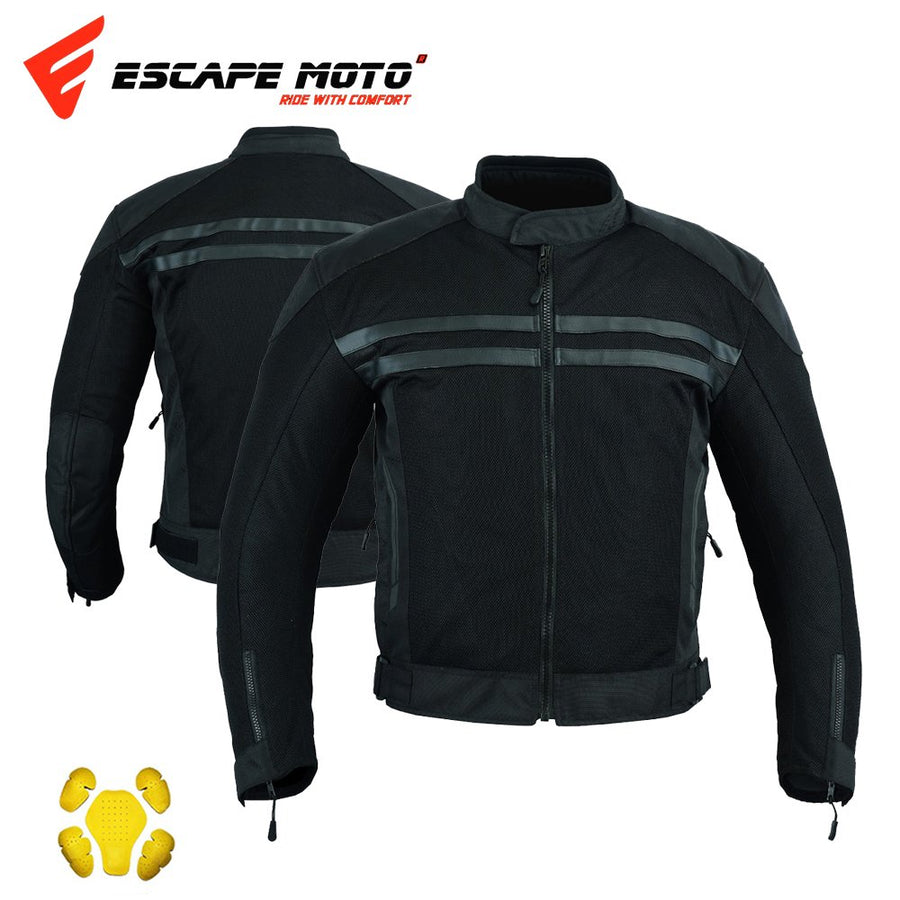 Manteau d'été en maille noire pour hommes + VESTE DE MOTO IMPERMÉABLE RACING ROUTE 66 POUR HOMMES AVEC BLINDÉ