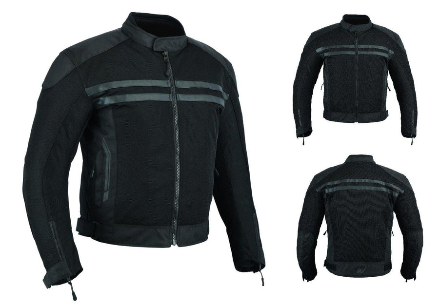 Manteau d'été en maille noire pour hommes de moto (EM10354)