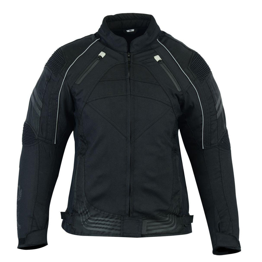 Manteau noir en textile pour femmes de moto (EM10358)