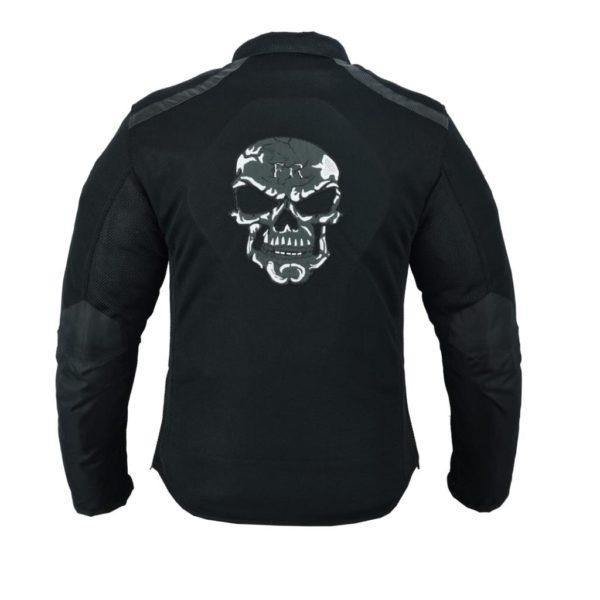VESTE DE MOTO CRÂNE NOIRE POUR HOMMES AVEC DOUBLURE AMOVIBLE AVEC ARMURE (EM10366)