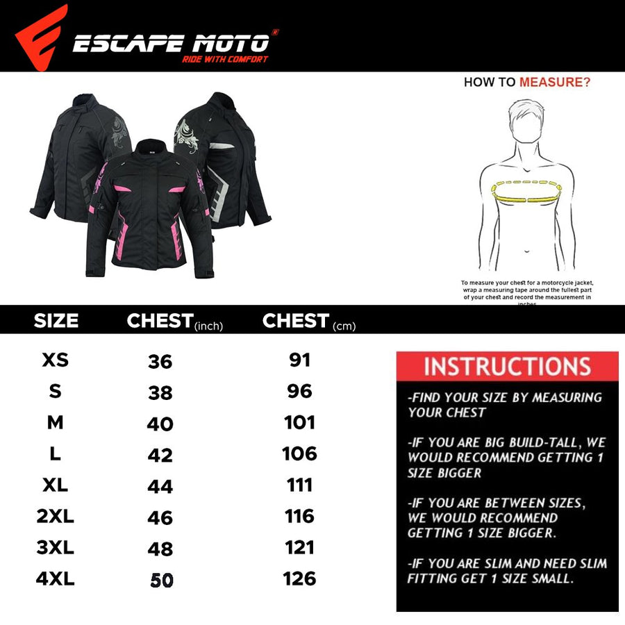 Veste de moto Escape pour femme – Imperméable avec protections homologuées CE