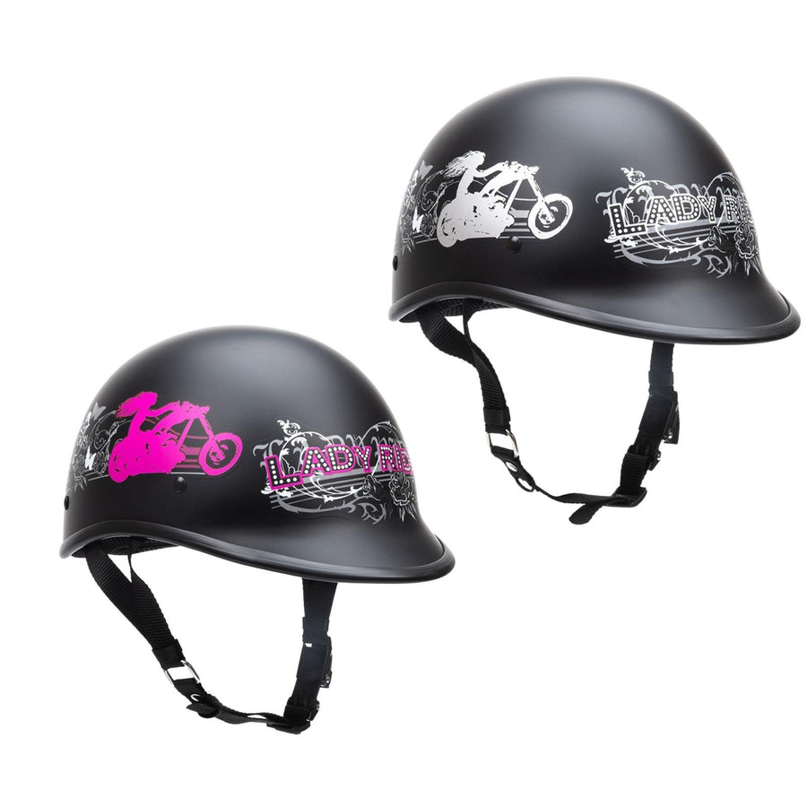 Casque de moto Escape demi-coque Polo Cruiser noir mat pour femme – Le plus petit et le plus léger, homologué DOT