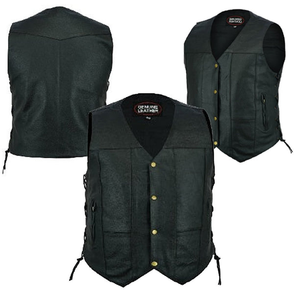 GILET MOTO EN CUIR VÉRITABLE EM10368