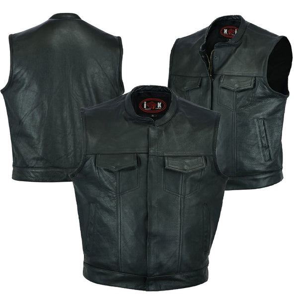 GILET MOTO EN CUIR VÉRITABLE (EM10367)