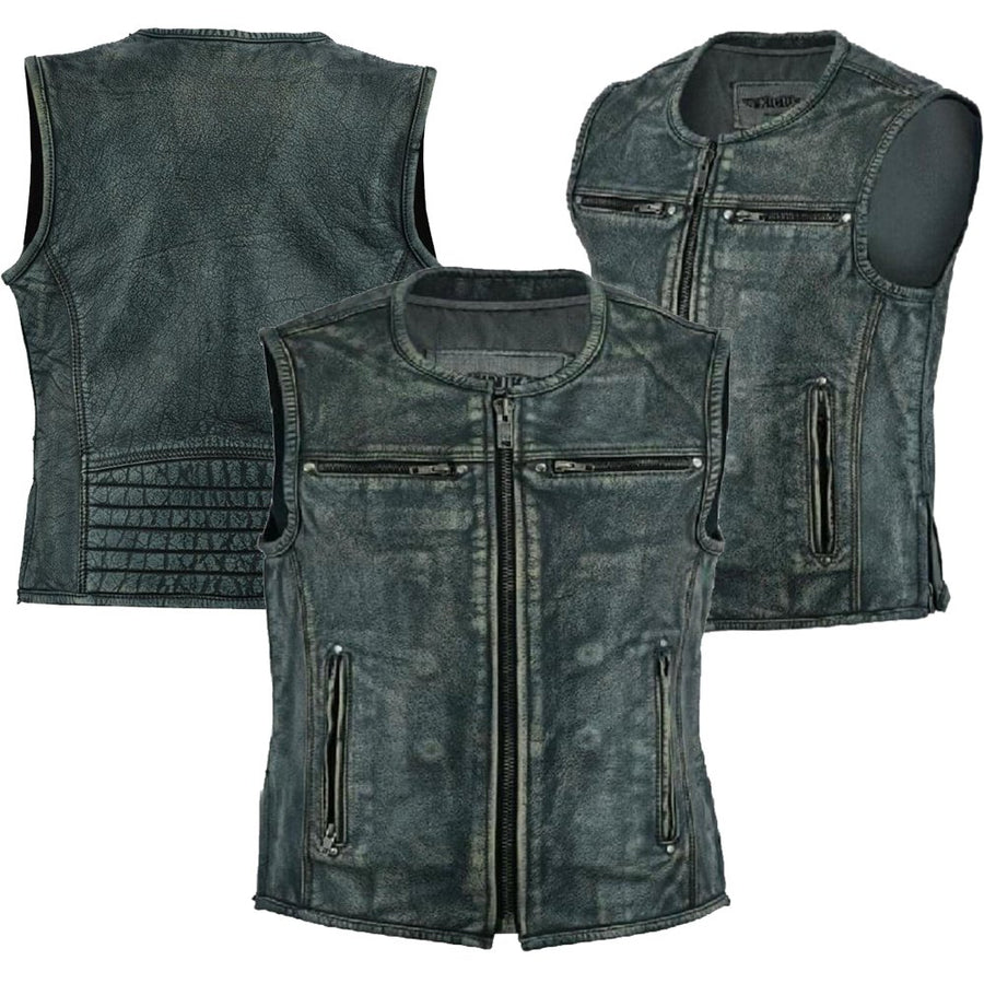 GILET DE MOTO EN CUIR VÉRITABLE (EM10382)
