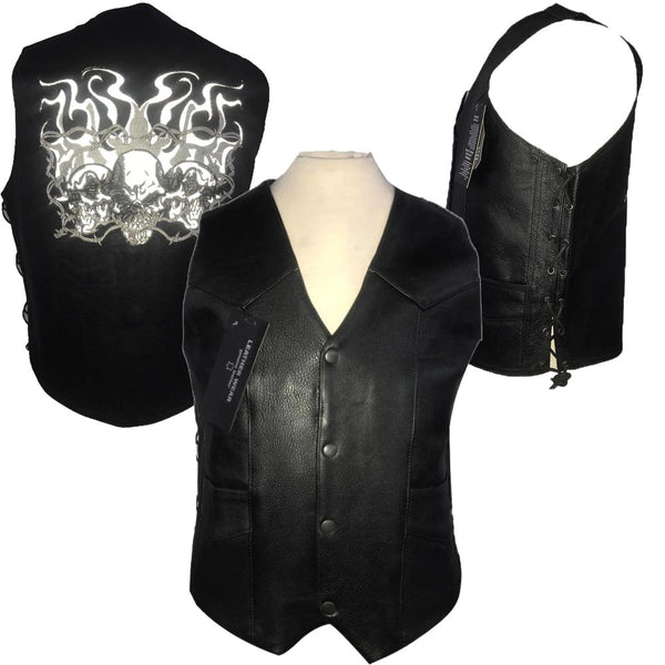 GILET CRÂNE EN CUIR VÉRITABLE (EM10383)