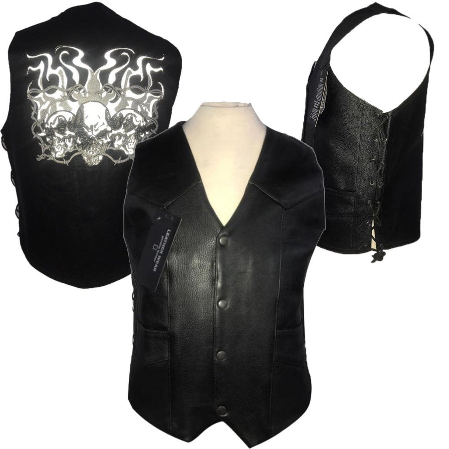 GILET CRÂNE EN CUIR VÉRITABLE (EM10383)