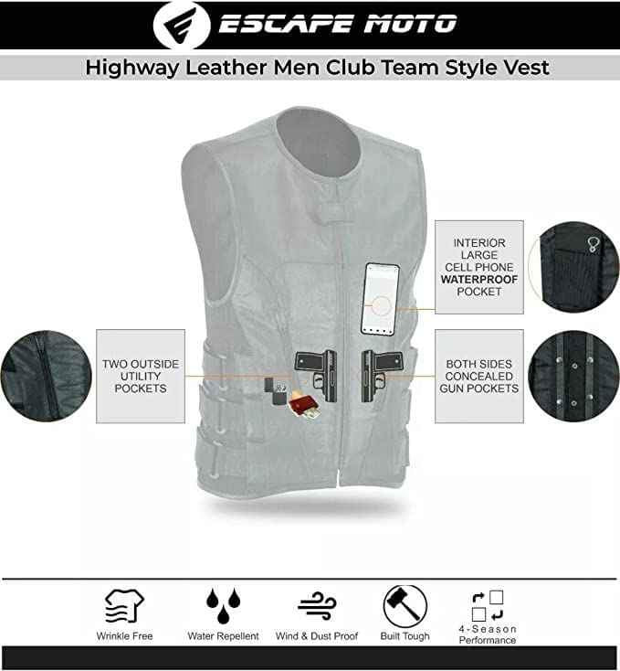 Highway Swat Leather Men Club Team Style Vest
