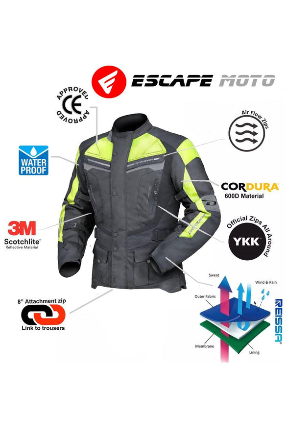 MOTORCYCLE TEXTILE RIDING MEN JACKET WATERPROOF WITH ARMORED (EM10350) - Escape Moto Gears