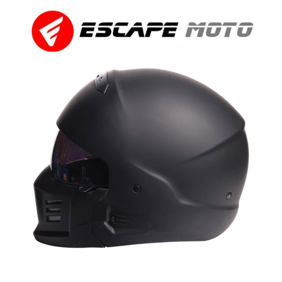 Full Face Motorcycle Helmet - Drop Down Tinted Visor, Quick Release Buckle, DOT Approved - Mate Black EM-10881