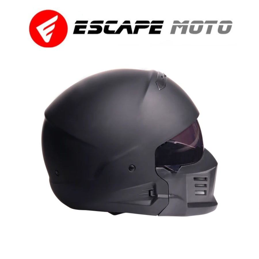 Full Face Motorcycle Helmet - Drop Down Tinted Visor, Quick Release Buckle, DOT Approved - Mate Black EM-10881