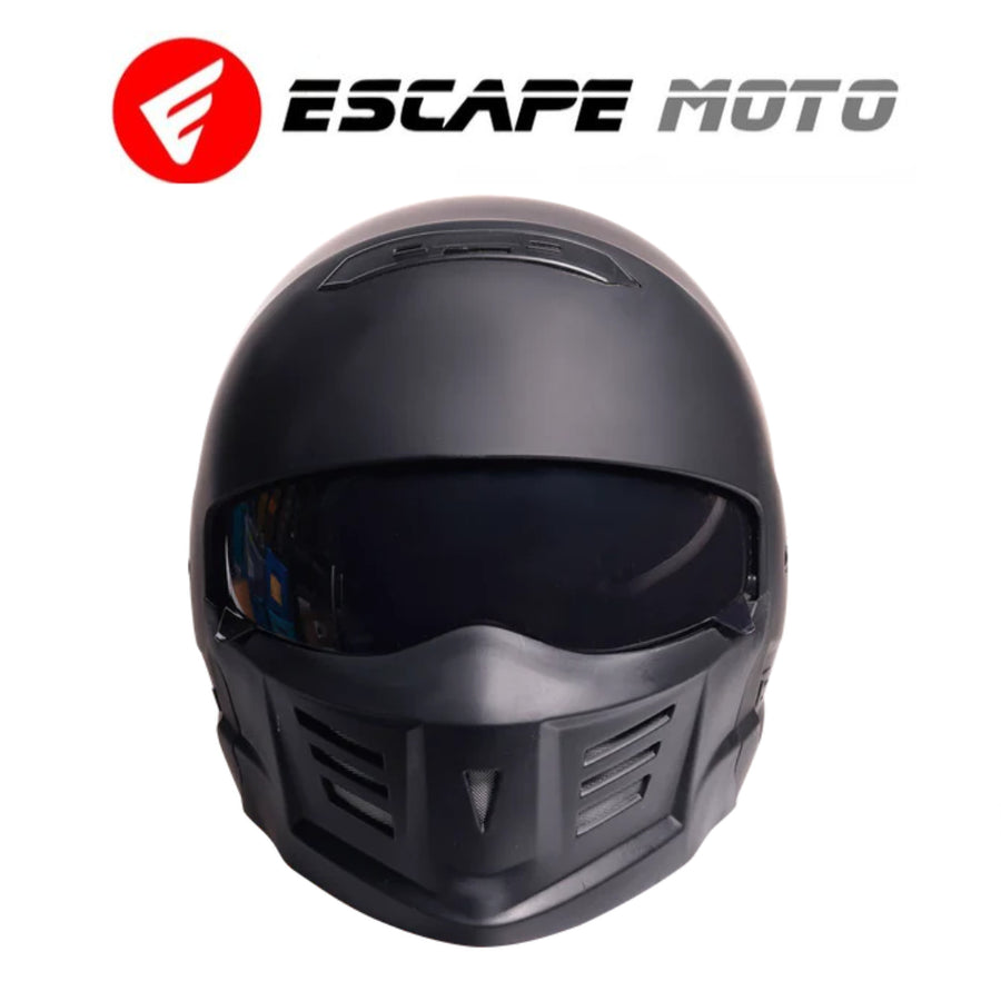 Full Face Motorcycle Helmet - Drop Down Tinted Visor, Quick Release Buckle, DOT Approved - Mate Black EM-10881