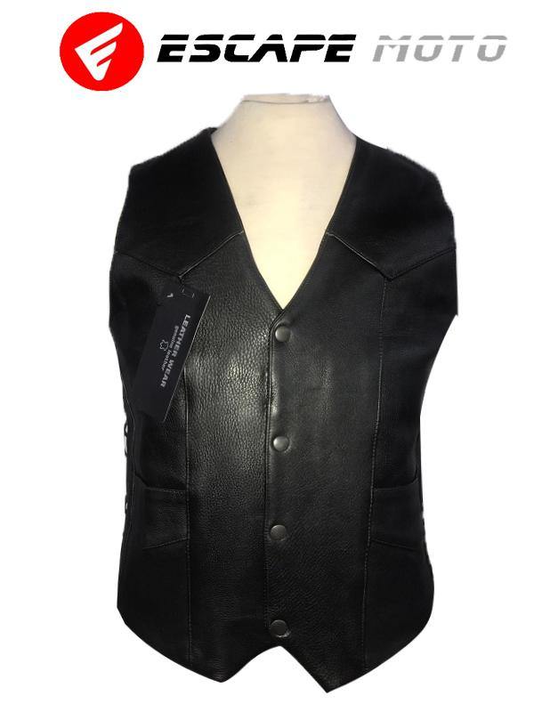 GENUINE LEATHER SKULL VEST (EM10383) - Escape Moto Gears