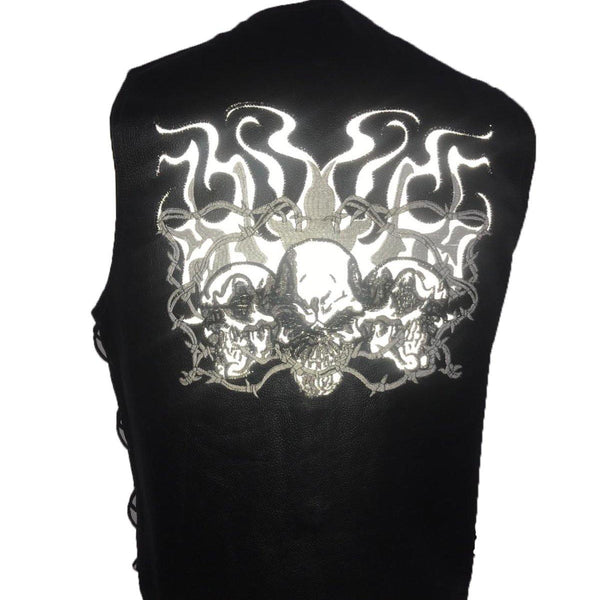 GENUINE LEATHER SKULL VEST (EM10383) - Escape Moto Gears