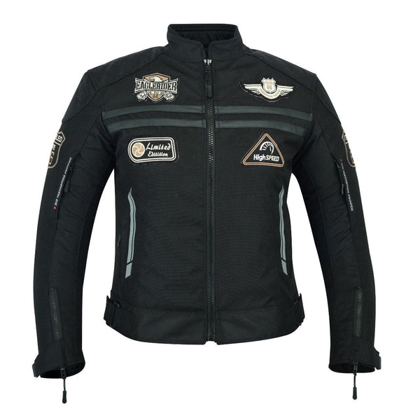 MOTORCYCLE MEN / WOMEN RIDING TEXTILE JACKET ROUT 66 WATERPROOF WITH ARMORED (EM10370) - Escape Moto Gears