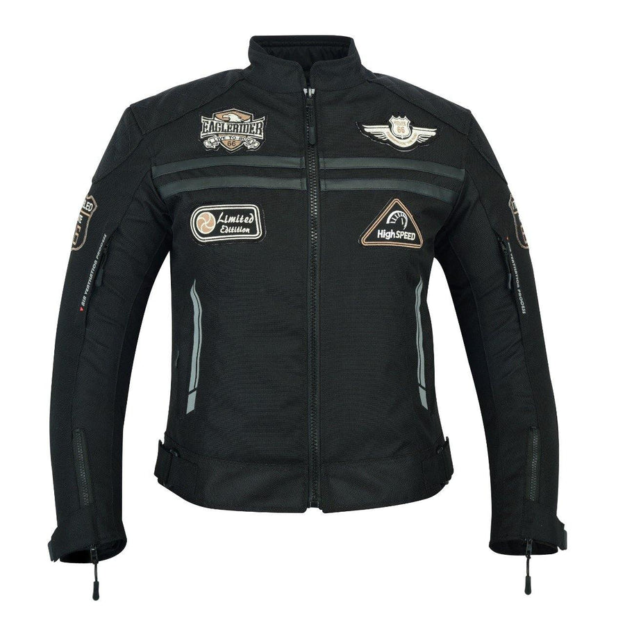 MOTORCYCLE MEN / WOMEN RIDING TEXTILE JACKET ROUT 66 WATERPROOF WITH ARMORED (EM10370) - Escape Moto Gears