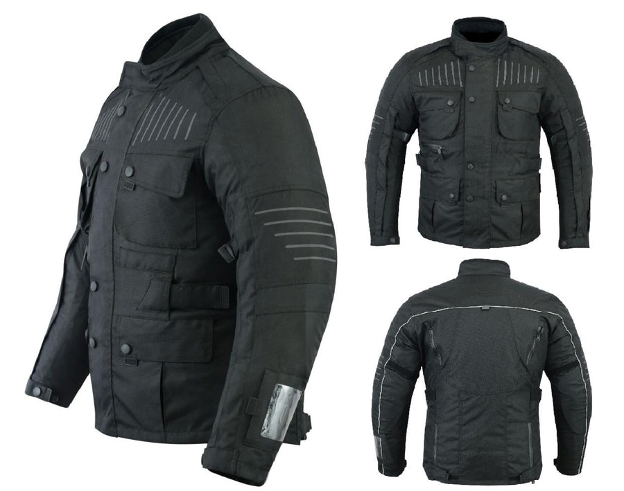 Black Mens Motorbike Textile Jacket (EM10357) - Escape Moto Gears