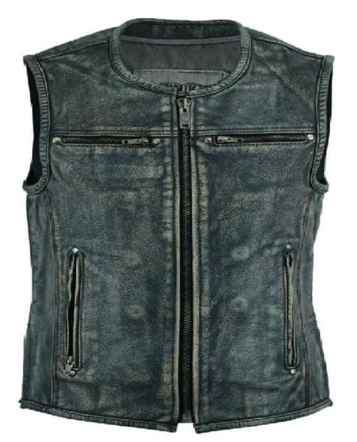 GENUINE LEATHER MOTORCYCLE VEST (EM10382)
