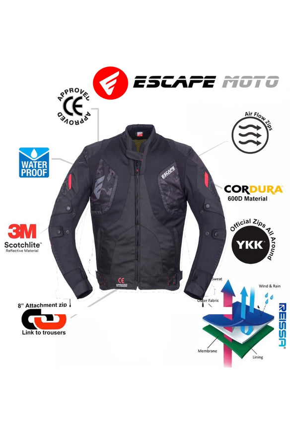 MOTORCYCLE MEN GENUINE LEATHER JACKET (EM10391) - Escape Moto Gears