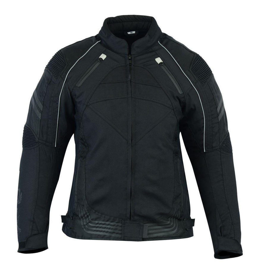 Motorcycle Ladies Textile Black Jacket (EM10358) - Escape Moto Gears