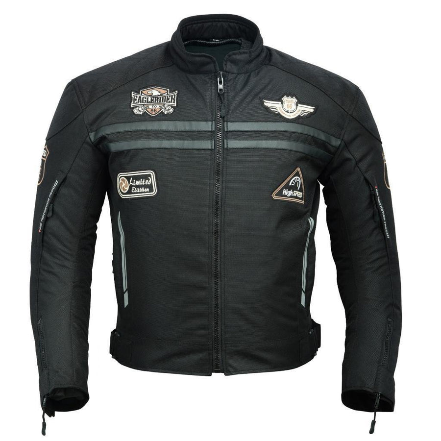 MOTORCYCLE MEN RACING JACKET ROUT 66 WATERPROOF WITH ARMORED (EM10364)