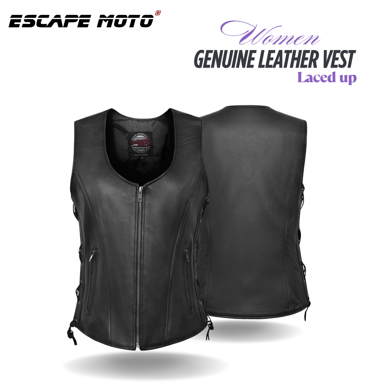 WOMEN LEATHER VEST LACED UP (1)