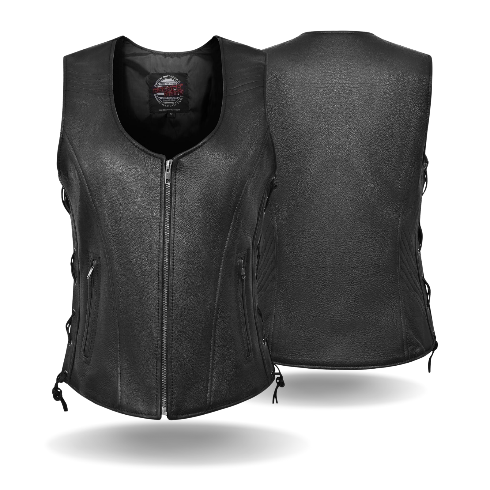 WOMEN LEATHER VEST LACED UP (2)
