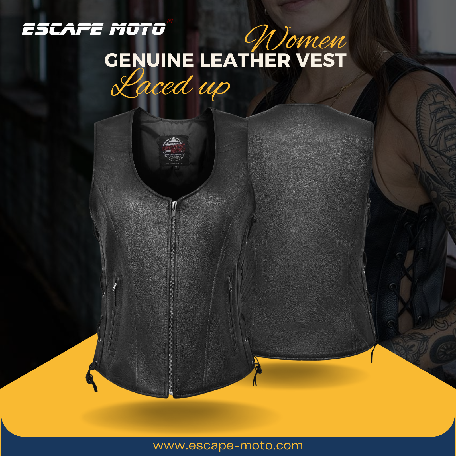 WOMEN LEATHER VEST LACED UP (4)